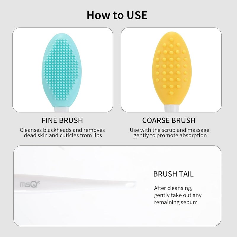 MSQ 5 PCS Lip Scrub Brush, Double-end Silicone Nose Clean Brush Lip Exfoliating Brush for Men Women Double-Sided Soft ​Lip Brush for ​Smoth Lip Appearance - Image 3
